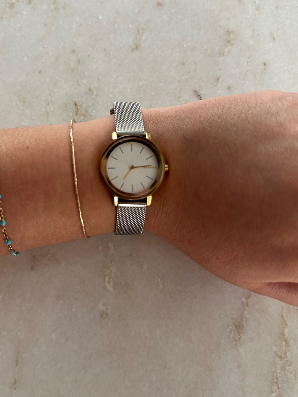 Classic Two-Tone Mesh Bracelet Watch - Gold & Silver